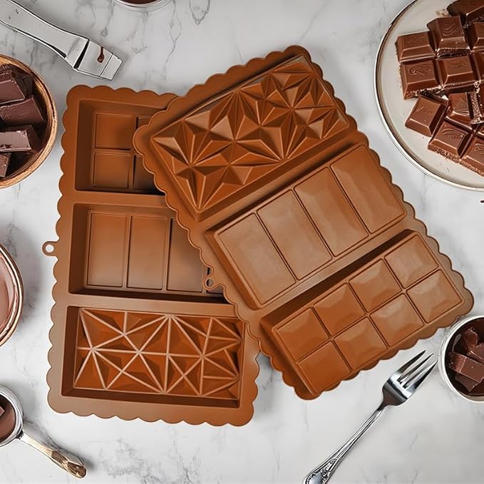 Chocolate Bar Mold - Food Grade Silicone Chocolate Molds, Non-Stick & Easy to Release Deep Mold for Dubai Pistachio Chocolates, Candy, Snacks, Desserts, Resin Art, Dishwasher Safe (1)