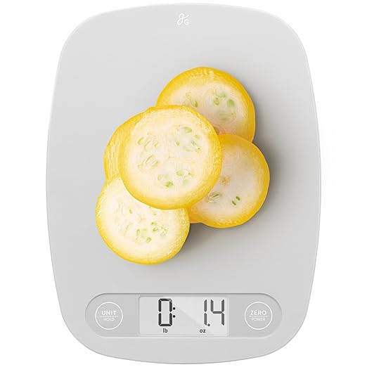 Greater Goods Compact Digital Kitchen Scale – Accurate Food Scale for Baking, Meal Prep, 4 Measuring Units, 11lb/5kg