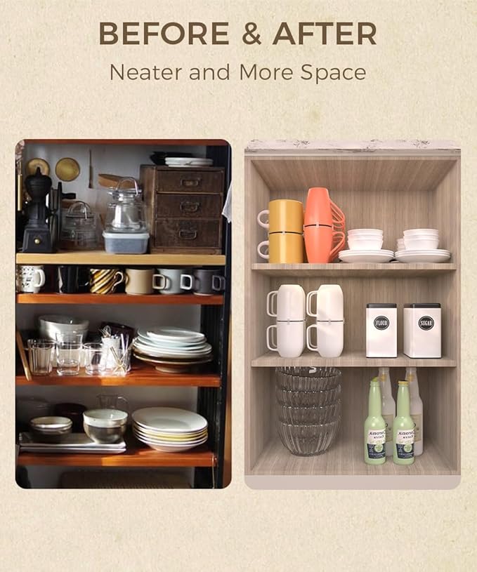 Coffee Mug Organizers and Storage (8Pack), Adjustable Stackable Cup Organizer for Kitchen Cabinets Shelf Organization, Cupboard Save Space Cup Stacker Holder for Tea Cup/Coffee Mugs/Glasses