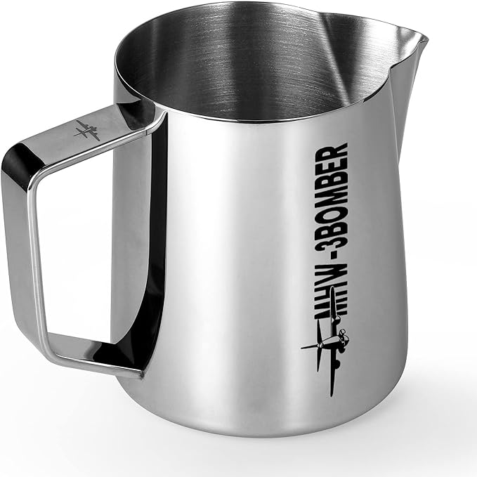 MHW-3BOMBER Espresso Steaming Pitcher Milk Frothing Pitcher Stainless Steel Milk Coffee Cappuccino Latte Art Barista Cup 13.5oz/400ml (Glossy) P5001S-OS