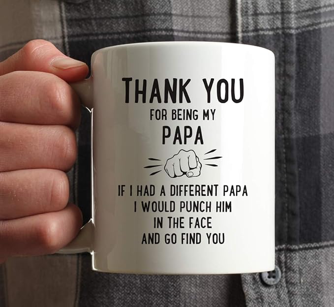 Andaz Press Funny Family 11oz. Coffee Mug Gift, Thank You for Being My Papa, Punch in Face, 1-Pack, Christmas Birthday Drinking Cup Present Ideas