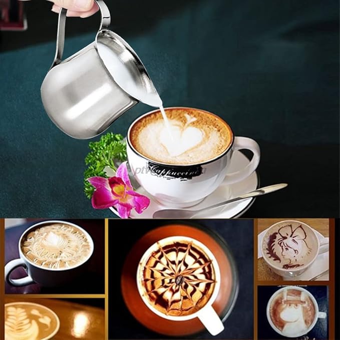 Rolin Roly 240ML Milk Frothing Pitcher Stainless Steel Small Bell-Shaped Creamer Coffee Jug for Barista Cappuccino Espresso Cups Latte Art Pitcher