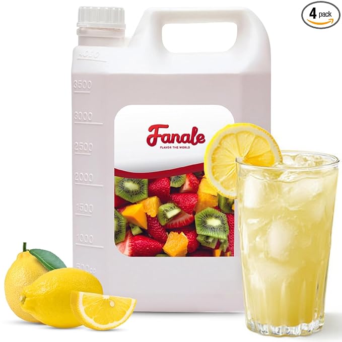 Fanale Premium Flavoring Concentrated Syrup for Bubble Tea 11 lb | Lemon Flavor Syrup | for Boba Tea, Smoothies, Slushes, Desserts | 11lb | PACK OF 4 | SRP120-CS