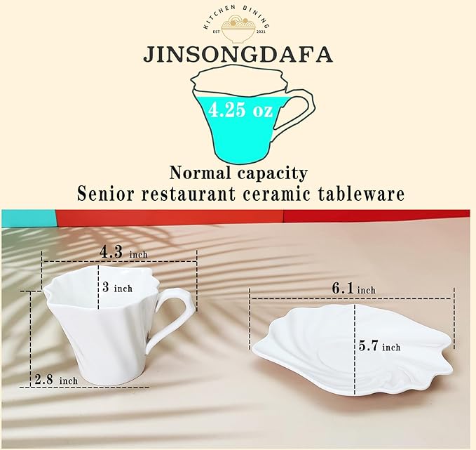 4.25 oz Espresso cups set of 4 | Italian style espresso cups and saucers | Porcelain espresso cup set | Espresso mugs | Demi tasse cups | Espresso cups and saucers|tea cup and saucer