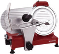 10" Premium Chromium-plated Steel Blade Electric Deli Meat Cheese Food Slicer with Serving Plate Commercial and for Home use 240W Classic Red