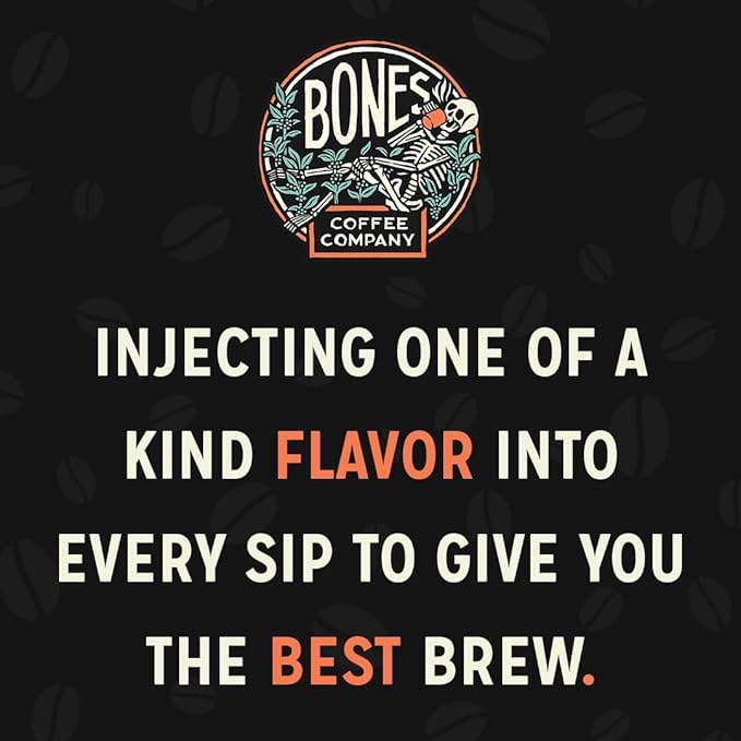 Bones Coffee Company Churro, Sweet Sugary Cinnamon Flavored Coffee, Medium Roast Low Acid Arabica Beans Compatible with Auto drip and French Press Coffee Maker, 12 Oz Whole Bean