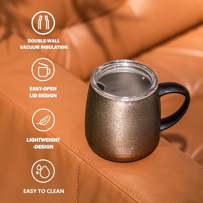 TYESO Office Coffee Mug,Vacuum Insulated Mug Double Wall Stainless Steel Cup (Purple, 12 oz)