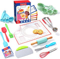 Vinino 11-Piece Kids Baking&Cooking Set – Real Baking Utensils with Cookbooks for Children, Toddler Safe Montessori Kitchen Accessories-Gift for Young Chefs Girls Boys Ages 6+