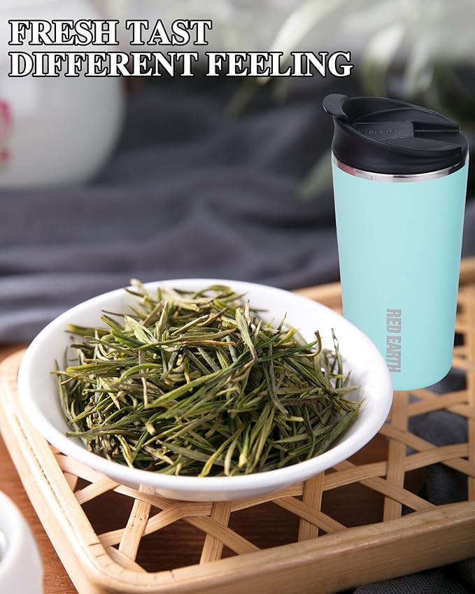 GiNT 17oz Travel Tea Mug with Infuser and Two Lid. Vacuum Insulated 316 Stainless Steel Travel Coffee Mug. Dishwasher Safe Tea Cup with Tea Strainer for Hot and Cold Brew Coffee or Tea(Green)
