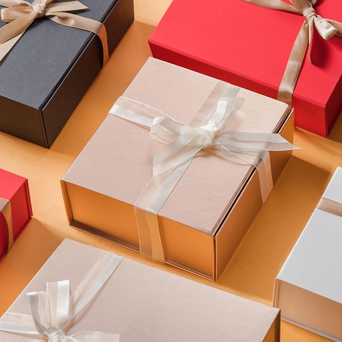 LIFELUM Gift Box for Presents 13.8'' x 8'' x 4.45'' Rose Gold Luxury Gift Box with Magnetic Lid Gift Boxes Contains Card, Ribbon, Shredded Paper Filler Gifts for Women (1Pcs)