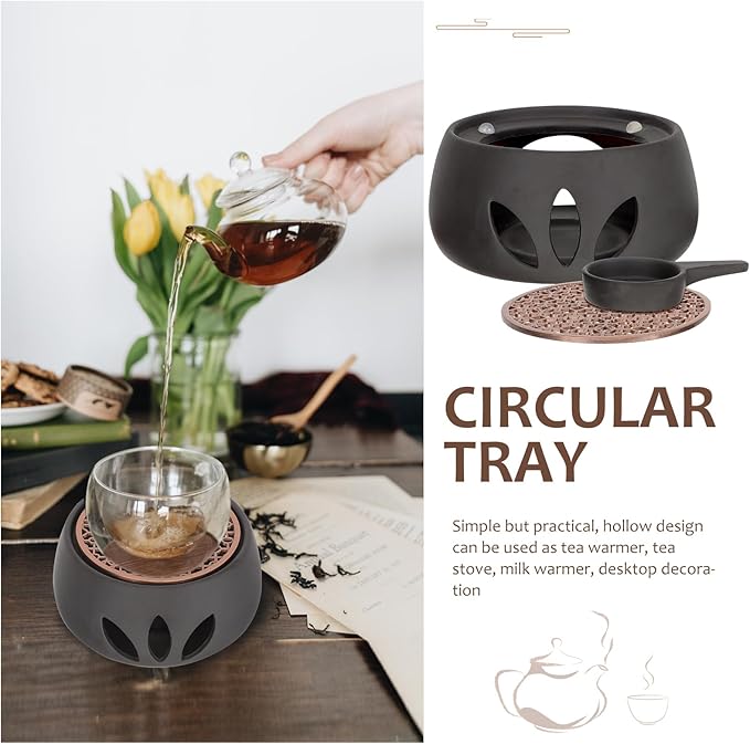 Ceramic Tea Pot Warmer Heater Set - Japanese Pottery Teapot Warmer Base With Light Candle Holder - Stove Warmer for Coffee Cup and Tea Set