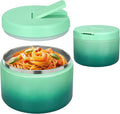 12oz Insulated Vacuum Food Jar with Buckle Lid Wide Mouth Soup Thermo for Hot Food Kids Leakproof Stainless Steel Lunch Container (Gradient Green, 12OZ)