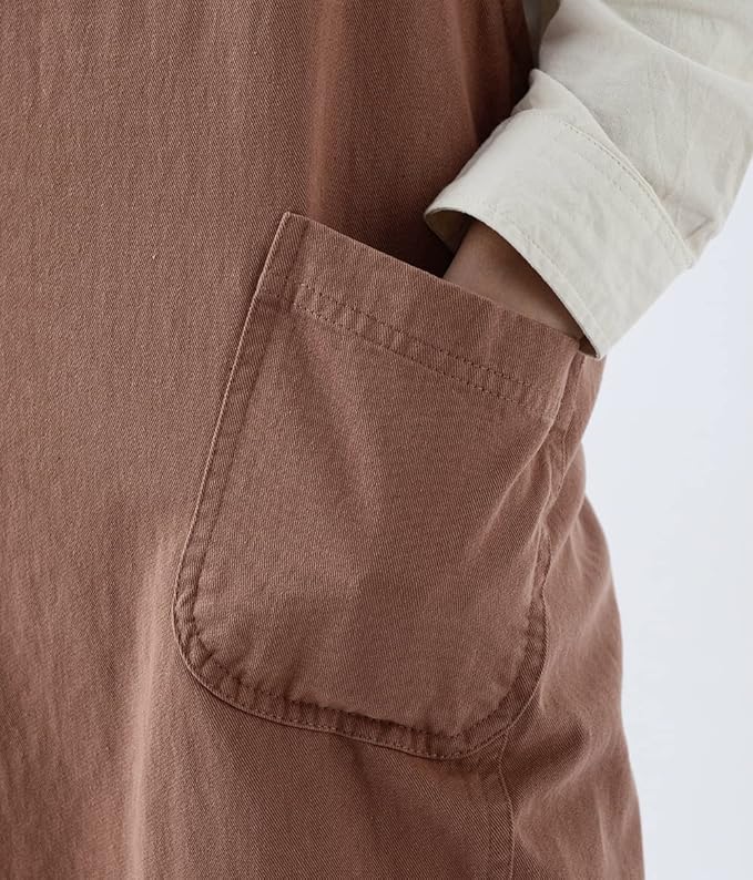 Soft Cotton Linen Apron for Women - Non-tie Cross Back Apron with Pockets, Great for Florist and Kitchen