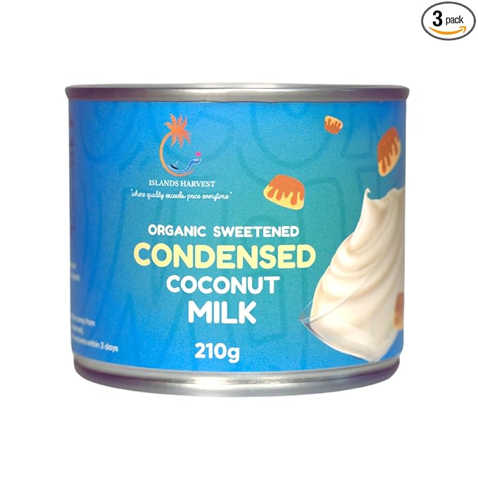 Islands Harvest Sweetened Condensed Coconut Milk Pack of 3 - Gluten-Free, Non-GMO, Vegan Coconut Milk - Rich and Tasty Flavor - Pure No Added Artificial Flavors, Colors & Preservatives