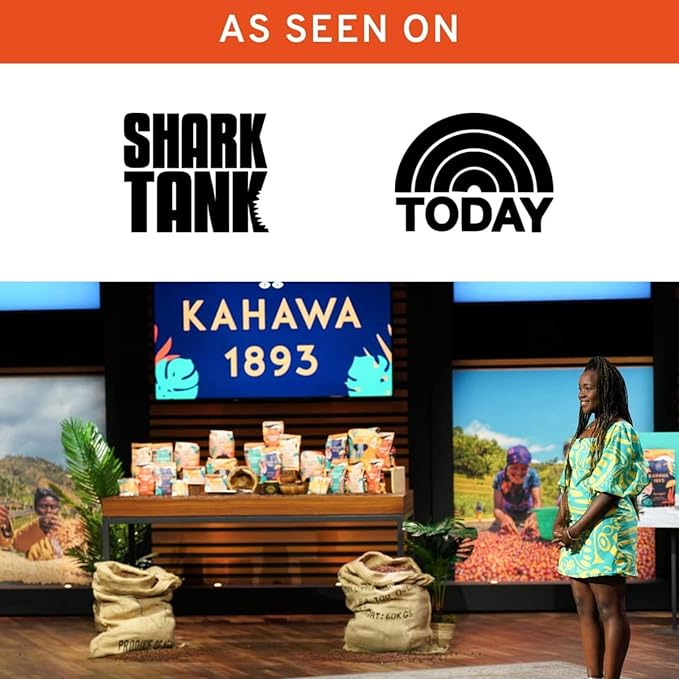 Kahawa 1893 Whole Bean Coffee Medium-Roast Tanzania Peaberry Blend 12 Oz - As Seen on Shark Tank, High Antioxidants, Naturally Sweet, Organically Grown, Ethically & Sustainably Sourced