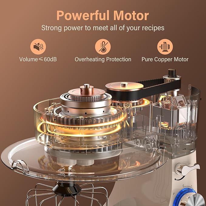 Stand Mixer，3-In-1 10-Speed 660W 5.5QT Tilt-Head Food Mixer， Electric Mixer with Bowl, Dough Hook, Whisk and Beater，Kitchen Mixer for Baking, Cake and Most Home Cooks, Beige