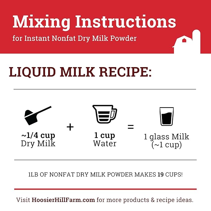 Hoosier Hill Farm Instant Nonfat Dry Milk Powder, 2LB (Pack of 2)