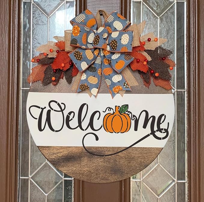 Fall Stencils Thanksgiving Stencils Autumn Hello Pumpkin Happy Harvest Stencil Templates for Painting on Wood Wall Door Mats Fabric