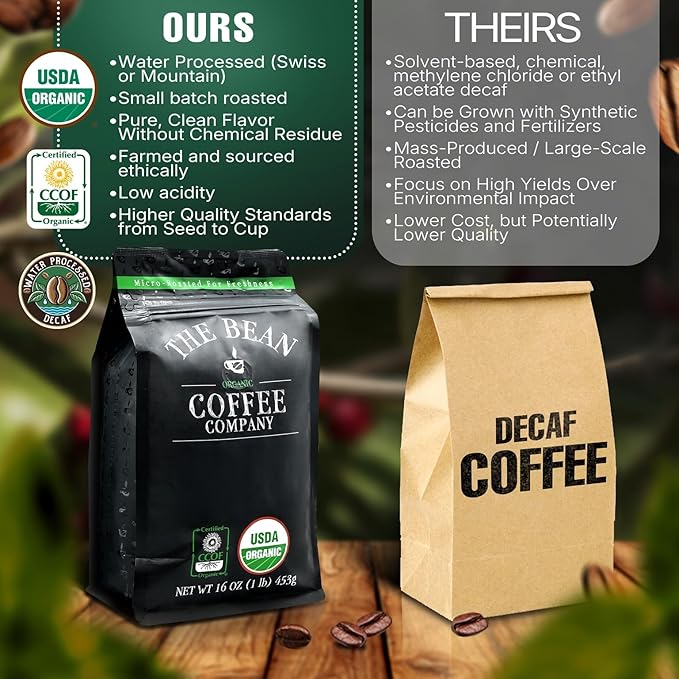 The Bean Organic Coffee Company Water Processed DECAF Vanilla Bean, Medium Roast, Whole Bean Coffee, 5-Pound Bag