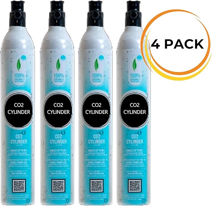 FIZZIT 60L Threaded CO2 4 Pack Canister Refill, Compatible with All Threaded 'Screw-In' Soda Makers Including Soda Machines,Excludes ART, TERRA & DUO (C02-4PK-A)