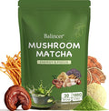 Mushroom Matcha, 6 Adaptogenic Mushrooms (Lion's Mane, Cordyceps, Turkey Tail & Other) Mixed with Ceremonial Grade Matcha for Focus, Energy, Immune and Digestion Health Support, 30 Servings
