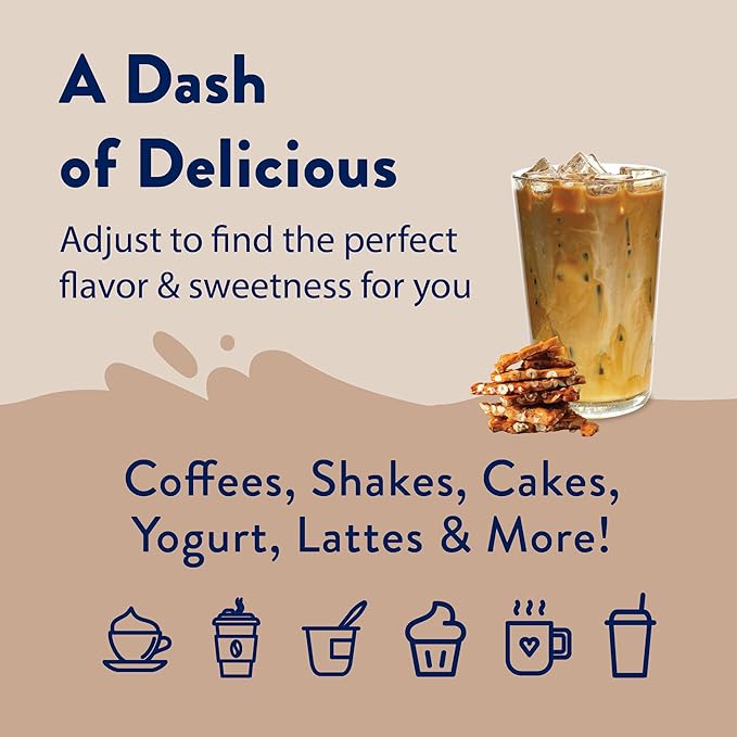 Jordan's Skinny Syrups Sugar Free Coffee Syrup, Butter Toffee Flavor Drink Mix, Zero Calorie Flavoring for Lattes, Protein Shake, Food & More, Gluten Free, Keto Friendly, 25.4 Fl Oz, 1 Pack