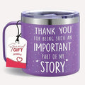 Gossby Thank You Gift for Women - 14oz Insulated Coffee Tumbler Mug - Thank You for Being An Important Part - Appreciation, Birthday Gift for Teacher, Coworker, Friend - Travel Cup with Lid, Straw