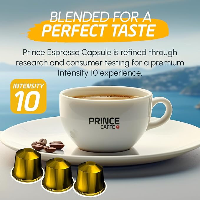 Prince Caffe Espresso Pods – Ristretto Intensity 10, Dark Roast, The Espresso Coffee Pods Are Compatible with Nespresso Original Line Machines, 30 Count (3 x 10 Capsules) Premium Quality Coffee Capsules.