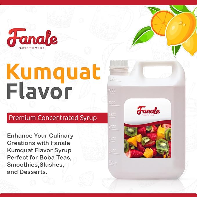 Fanale Premium Flavoring Concentrated Syrup for Bubble Tea 11 lb | Kumquat Flavor Syrup | for Boba Tea, Smoothies, Slushes, Desserts | 11lb | SRP150