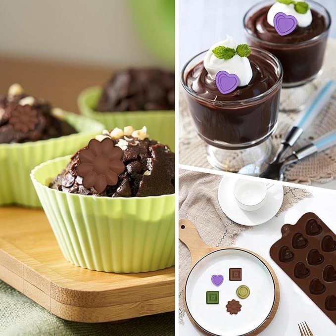 4 Pcs Chocolate Silicone Molds for Candy, Food Grade No-Stick Baking Molds with Different Shapes (4 Styles)