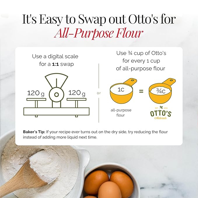 Otto's Naturals Organic Multi-Purpose Cassava Flour, Gluten-Free, Grain, Nut and Gum-Free, 1-to-1 Wheat Alternative, Paleo, AIP, 1.5 lb