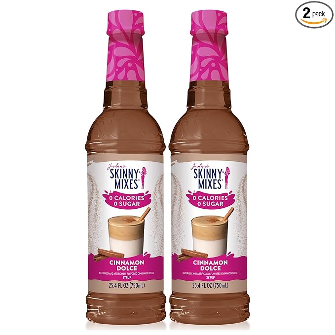 Jordan's Skinny Syrups, Cinnamon Dolce Coffee Syrup, Sugar Free, Zero Calorie Drink Flavoring & Mixes, 25.4 Ounces (Pack of 2)