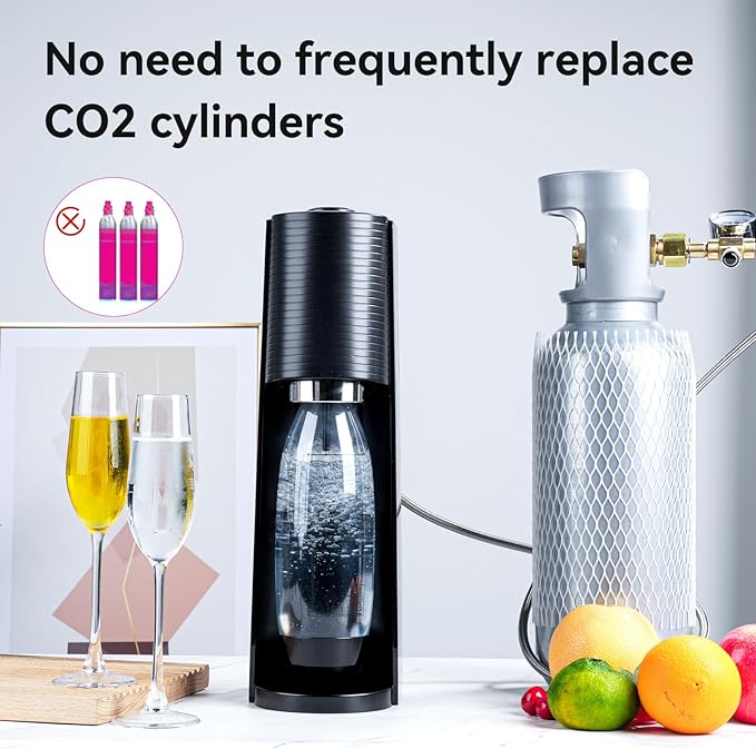 Quick Connect CO2 Adapter with 60in Stainless Steel Hose Pressure Gauge & Exhaust Valve, CGA320 CO2 Cylinder Tank Direct Adapter to Sparkling Water Soda Maker for Terra DUO Art Gaia Aqua Fizz