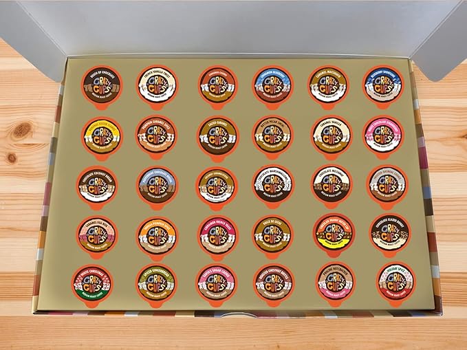 Crazy Cups Deluxe Holiday Flavored Coffee Gift Box, Assorted Flavored Coffee for Keurig K-Cups Machines, Medium Roast Coffee in Recyclable Pods, 30 Count…