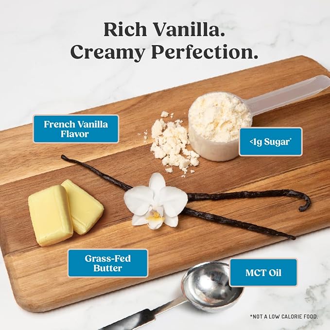 Bulletproof French Vanilla Creamer, 14.8 Ounces, Keto Coffee Creamer with MCT Oil and Grass-Fed Butter