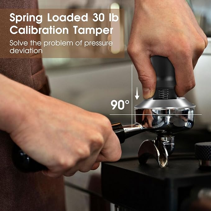 54mm Espresso Accessories Kit, Spring Loaded Calibrated Tamper, WDT Tool and Dosing Funnel Set Fits Espresso Coffee Machines and 54 mm Portafilters