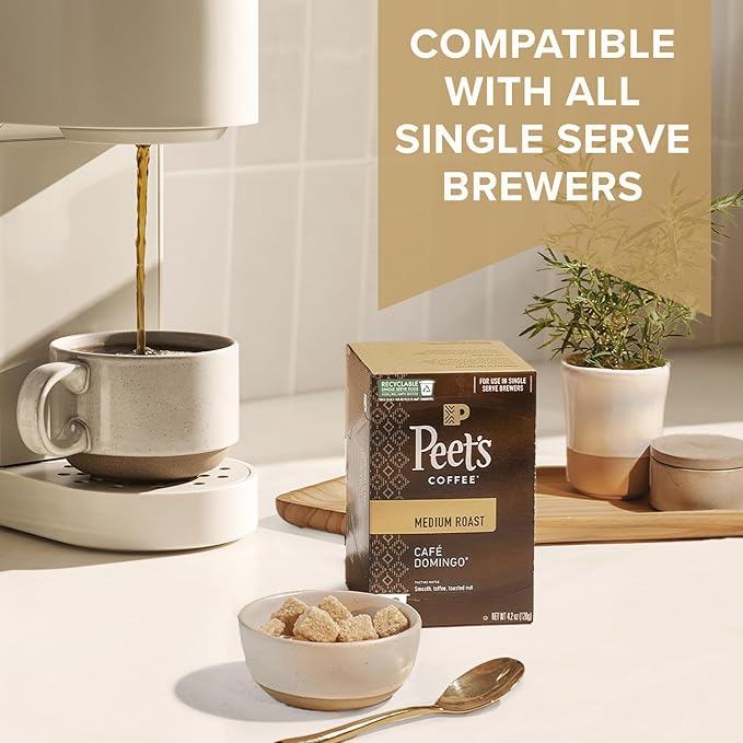 Peet's Coffee, Single Serve Coffee Pods Variety Pack - Luminosa Breakfast Blend, Café Domingo, Organic Alma De La Tierra, House Blend, 40 Count (4 Boxes of 10 Pods)