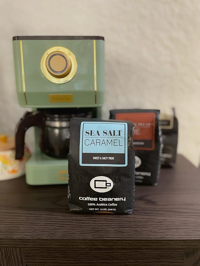 Sea Salt Caramel Flavored Coffee, Specialty Arabica Coffee, Medium Roast, 12 ounce, Automatic Drip (Ground)