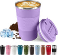 Vacuum-Insulated Stainless Steel Travel Coffee Mug, Leak-Proof Reusable Coffee Cup with Lid - Keep Hot & Cold Drinks for Hours, Durable Thermos Tumbler for Men & Women (3rd-Purple, 17OZ)