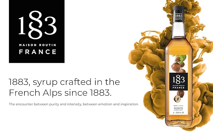 1883 Hazelnut Coffee Syrup,for Drinks, Made in France, 1 Liter Glass Bottle