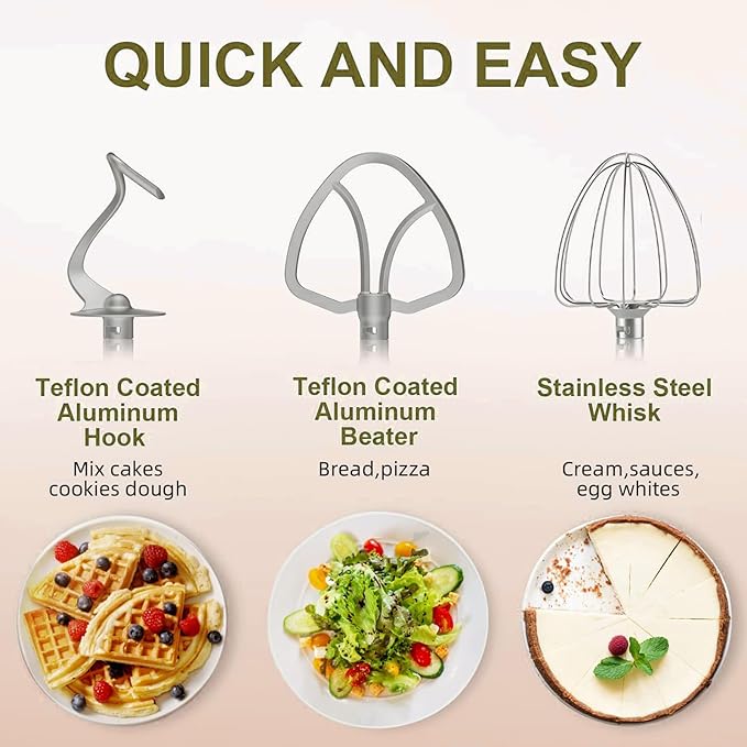 Household Stand Mixer with 6.5 Quart Bowl, Electric Food Mixer 10+p Speeds 660W, Kitchen Tilt-Head Bread Dough and Cake Mixers with Dough Hook, Whisk, Beater, Splash Guard and Egg Separator (Red)
