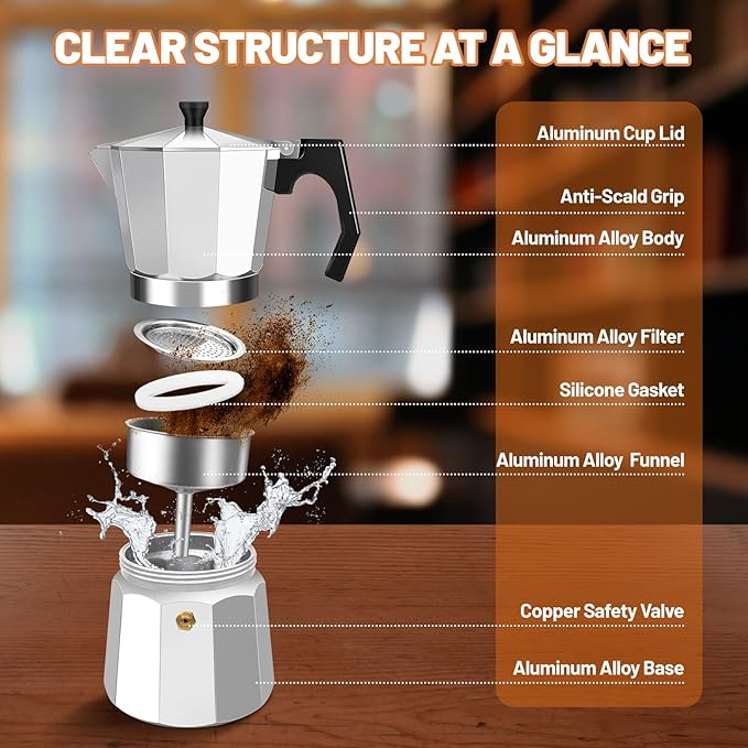 14 Cup Aluminum Espresso Stovetop Moka Pot Express Coffee Maker Percolator Italian Classic Mocha Coffee Machine for Italian and Cuban Cafe Brewing for Home & Camping 700ml 23oz