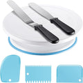 Kootek Cake Decorating Kit Baking Supplies Cake Turntable with 2 Frosting Straight Angled Spatula 3 Icing Smoother Scrapers Baking Accessories Tools for Beginners and Pros, Blue