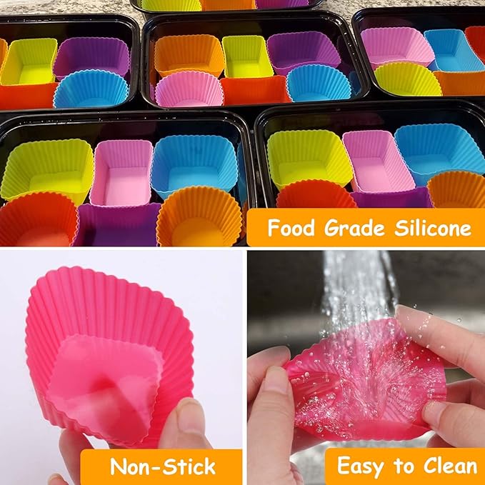 XANGNIER 40 Pcs Silicone Lunch Box Dividers,Reusable Lunch Bento Box Accessories for Kids,Lunchbox Supplies Accessories,Back to School Lunch Essentials,Silicone Cupcake Liners,Muffin Cups