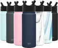 Simple Modern Kids Water Bottle with Straw Lid Vacuum Insulated Stainless Steel Metal Thermos Bottles | Reusable Leak Proof BPA-Free Flask for School | Summit Collection | 18oz, Deep Ocean Navy Blue