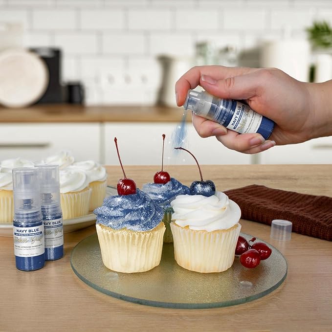 Bakell - Navy Blue Tinker Dust (4g, 1x Mini Spray Pump) Edible Glitter for Food, Desserts, and Beverages!