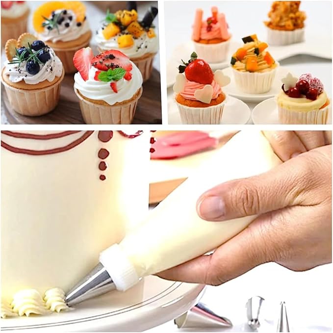 19-Inch Icing Bags Heavy Duty, AMBESTAR 200 Pieces Thick Anti-Burst Disposable Decorating Bags for all Size Tips Couplers and Baking Cookies Candy Supplies Kits, Large Cake Decorating Tools