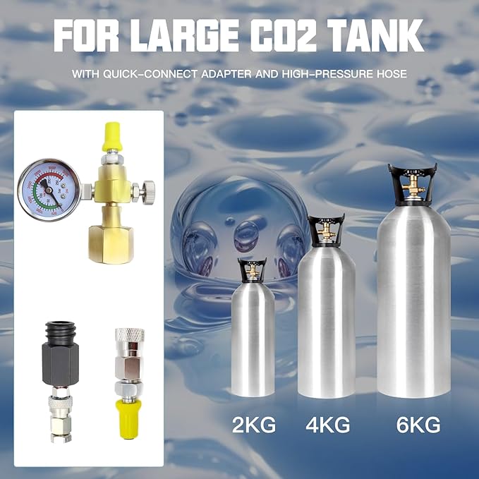 CO2 Tank CO2 Cylinder Quick Connect Adapter Hose with 3500psi Pressure Gauge, CGA320 to TR21-4, Compatible with Fizzi/Onetouch/Jet/AQUA FIZZ Blue Cylinder Soda Water Machine (36in)