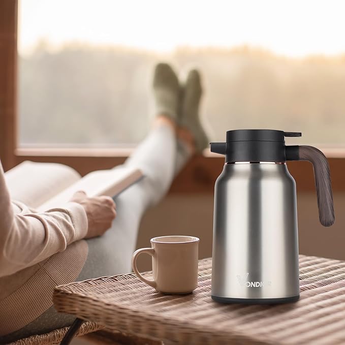 Vondior Coffee Carafe 35oz/1.0L - 24Hours Coffee Thermos- Insulated 304 Stainless Steel Hot Beverage Dispenser - Thermal Coffee Carafes For Keeping Hot/Cold Coffee, Drink Dispenser for Parties