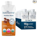 KATE FARMS Organic Nutrition Shake, Coffee, 16g protein, 27 Vitamins and Minerals, Protein Meal Replacement Drink, Protein Shake, 11 oz (12 Pack)